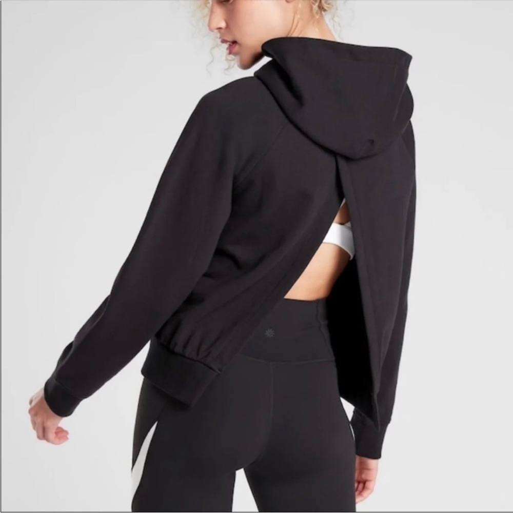 Athleta Split Back Sweatshirt Hoodie Size Small Black
